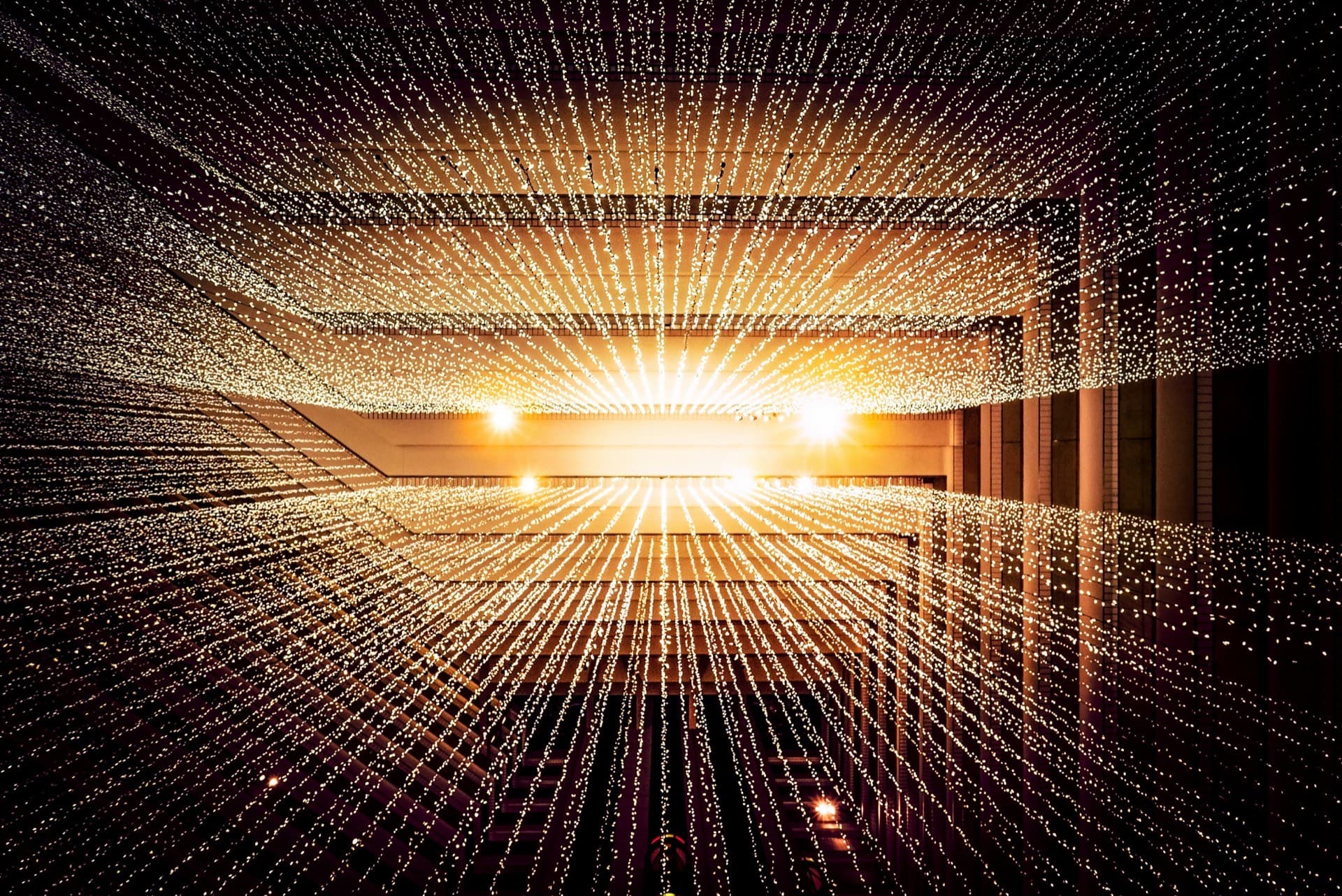 Abstract network of glowing connected nodes representing intelligent process automation